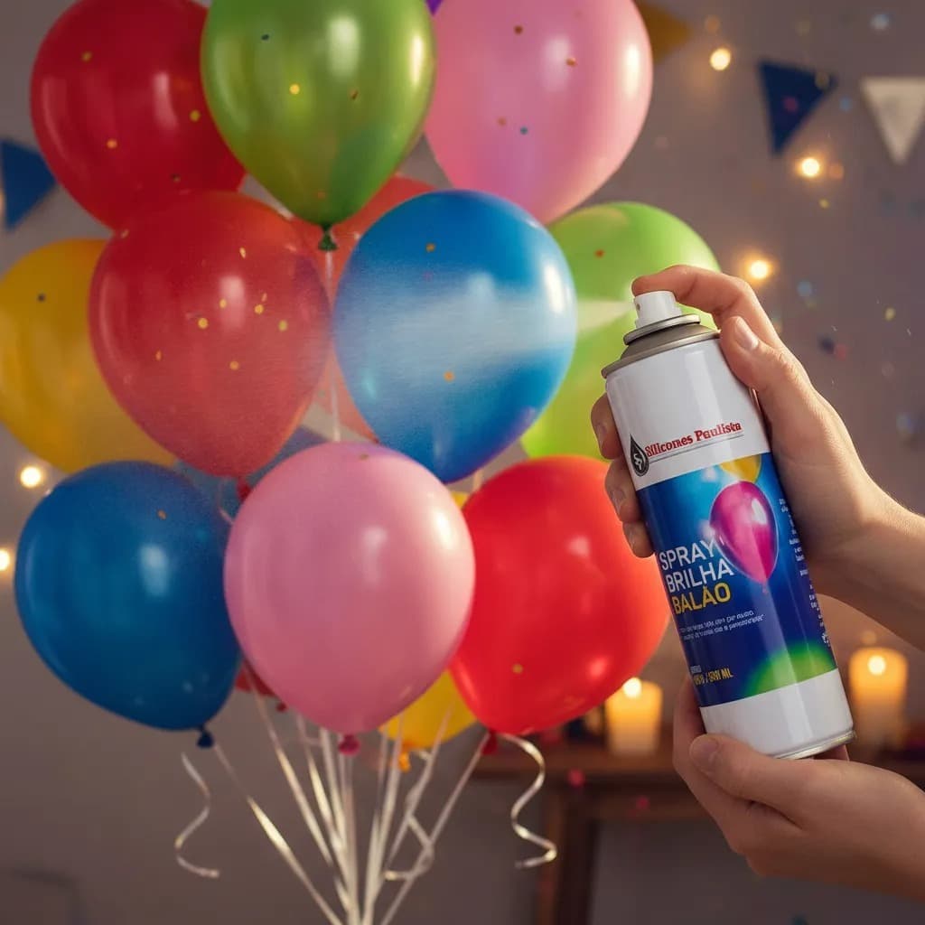 Spray Para Balões Bexiga Brilho Buffet Festa Silicone 300ml