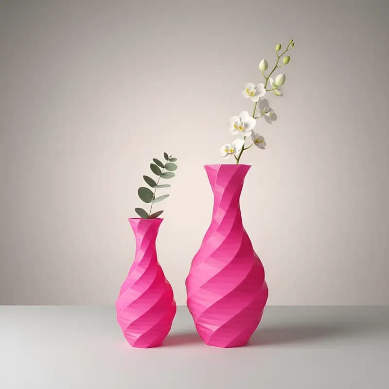 Kit 2 Vasos Decorativos em Espiral 3D – Design Moderno (15cm e 20cm)
