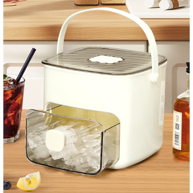 🧊Forma DE GELO Caixa Dispenser De Gelo 48 Cubos Com Gaveta Botão Solta Gelo COM  Pegador Luxo
