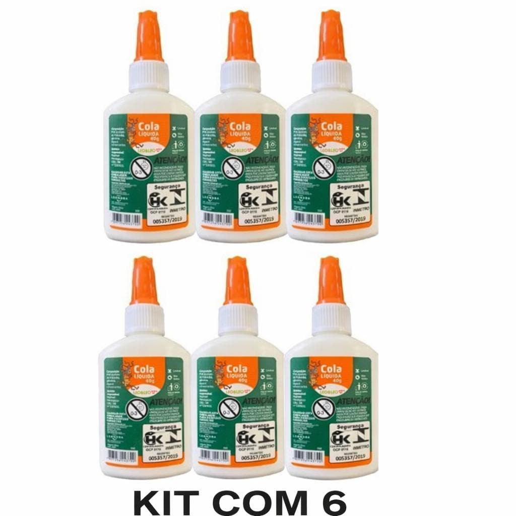 Kit com 6 Colas Líquidas  Escolar Leo Leo 40g - Leonora