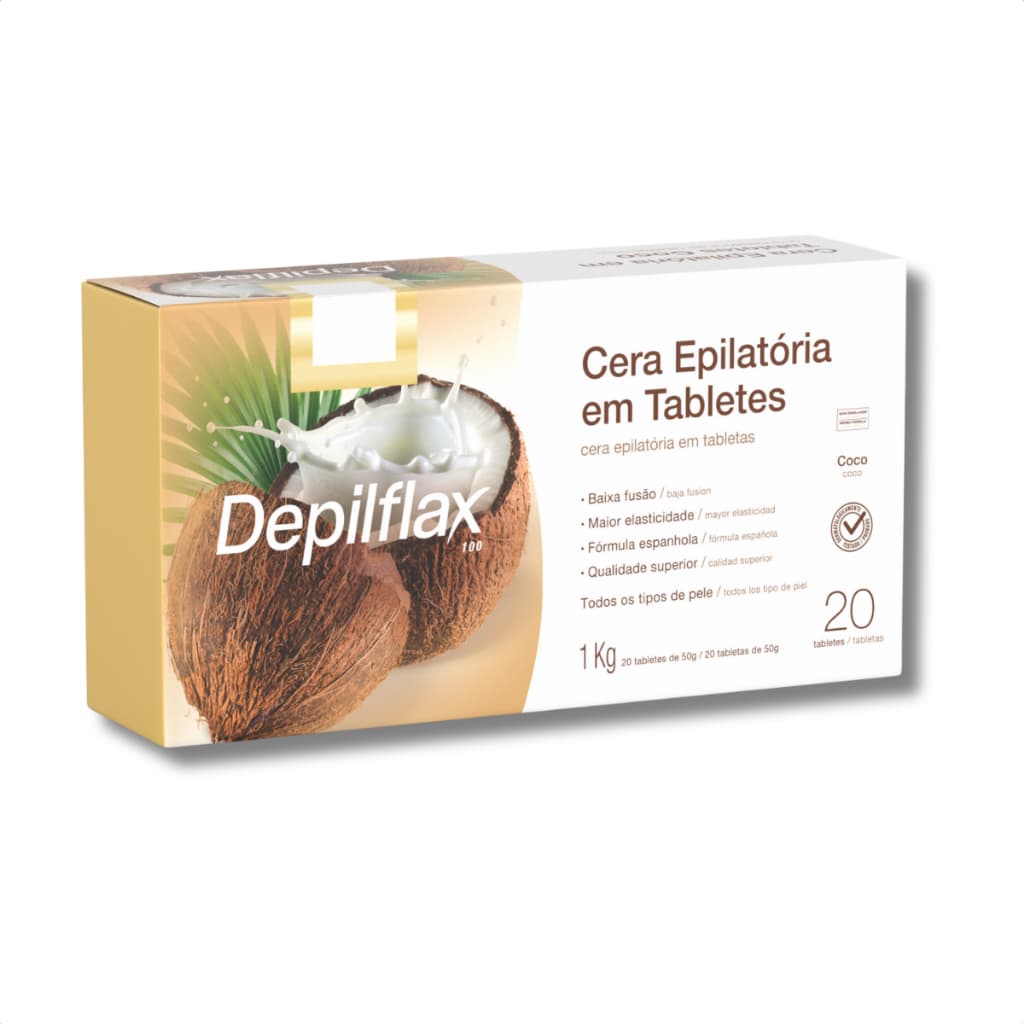 Cera Depilatória Quente Coco 1kg em Tabletes Para Depilação Corporal e Axilas Pernas