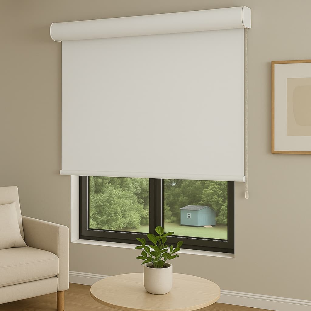 Persiana Rolo Blackout com Bandô Tecido Liso 1,60m X 1,60m Altura Cortina Sala Quarto Blecaute