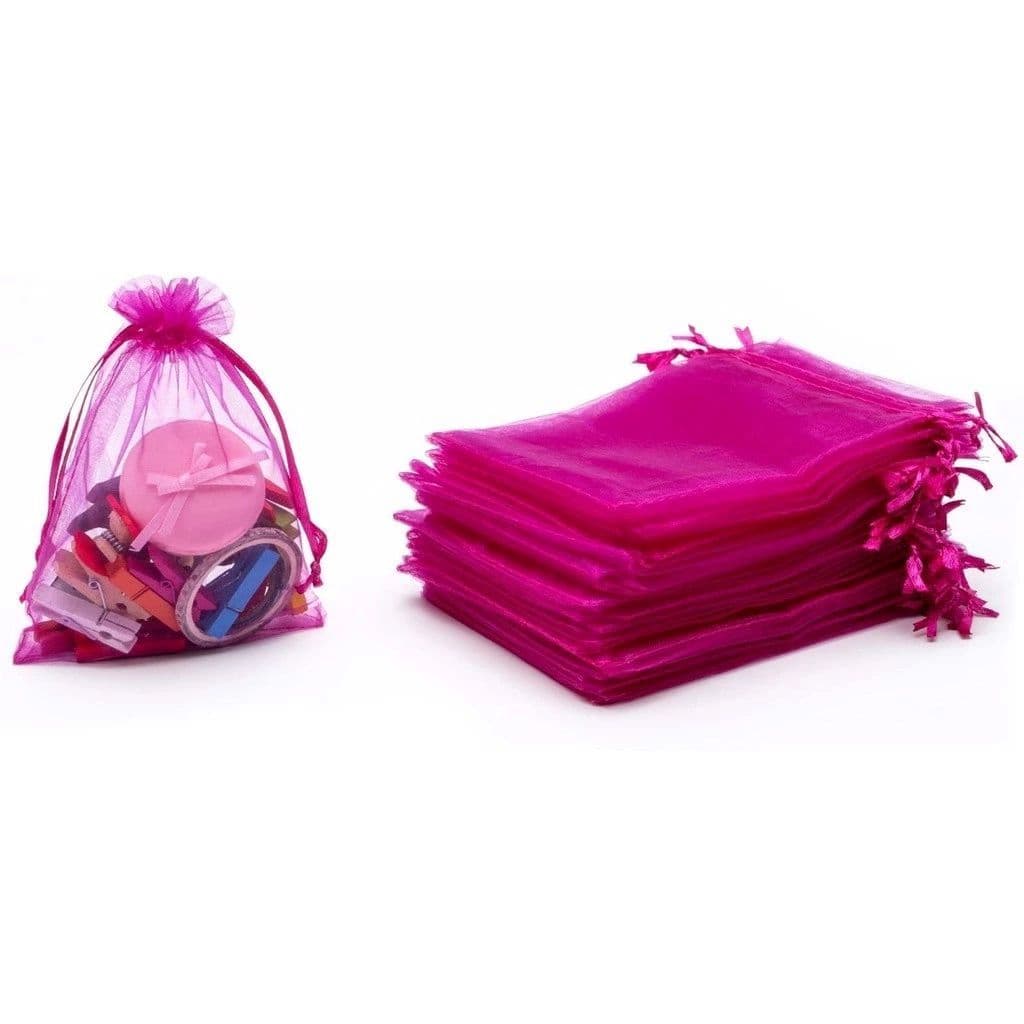 Saquinho Organza Pink para Presentes e Lembrancinhas 7X9 com 100 Unidades
