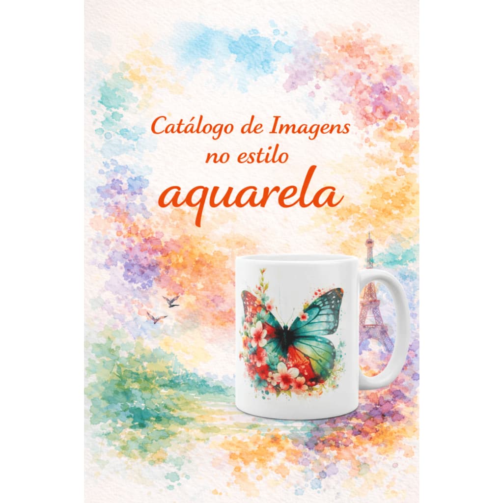 CANECA PERSONALIZADA ESTILO AQUARELA - 325ml - DESENHOS - COLOCO NOME - PRESENTE EXCLUSIVO - PINTURA