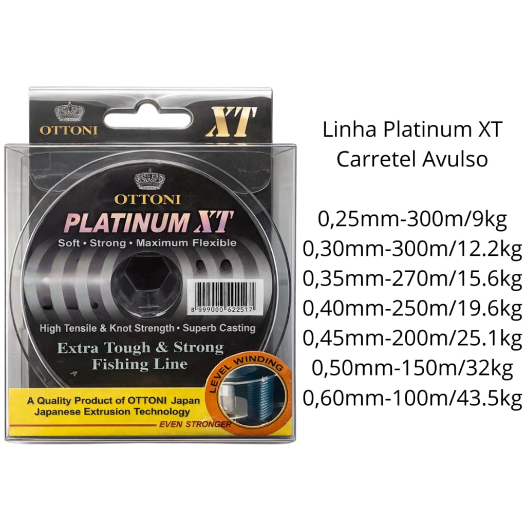 Linha De Pesca Platinum Xt Monofilamento Carretel Ottoni