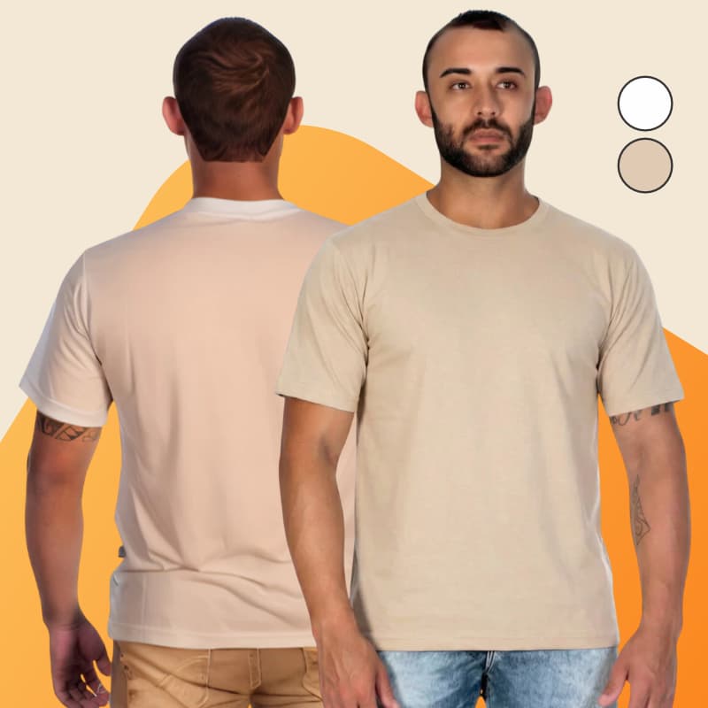 Camiseta Masculina 100% Algodão Material Resistente com Costuras Reforçadas