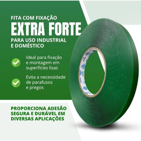 Fita Dupla Face Transparente Atlas Uso Geral Fixação Forte e Discreta Rolos de 2M ou 20M