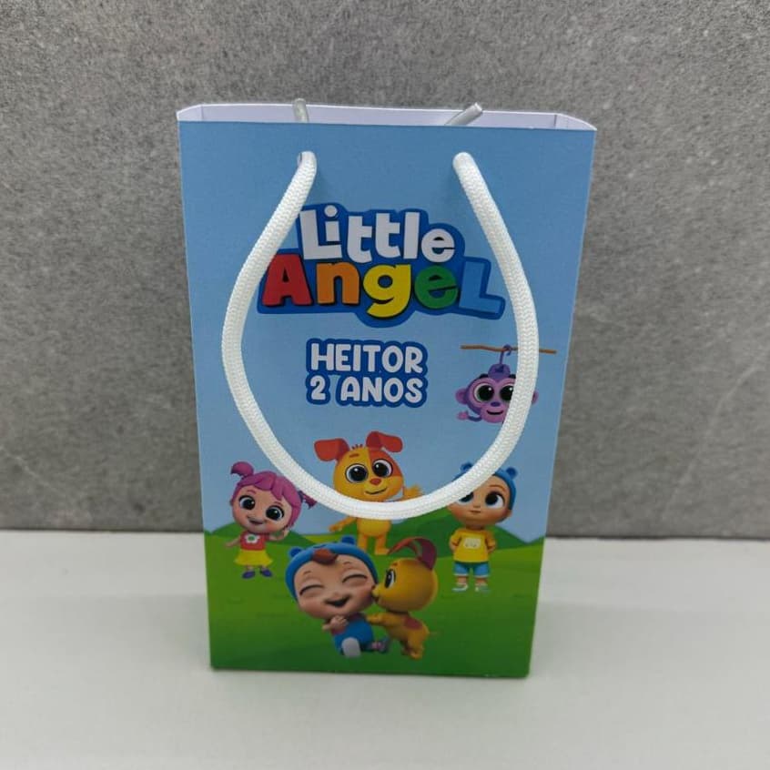 Sacolinha  Personalizada Little Angel Joãozinho  - Lembrancinha PEGUE E MONTE - Sacolinha Surpresa - Festa Infantil