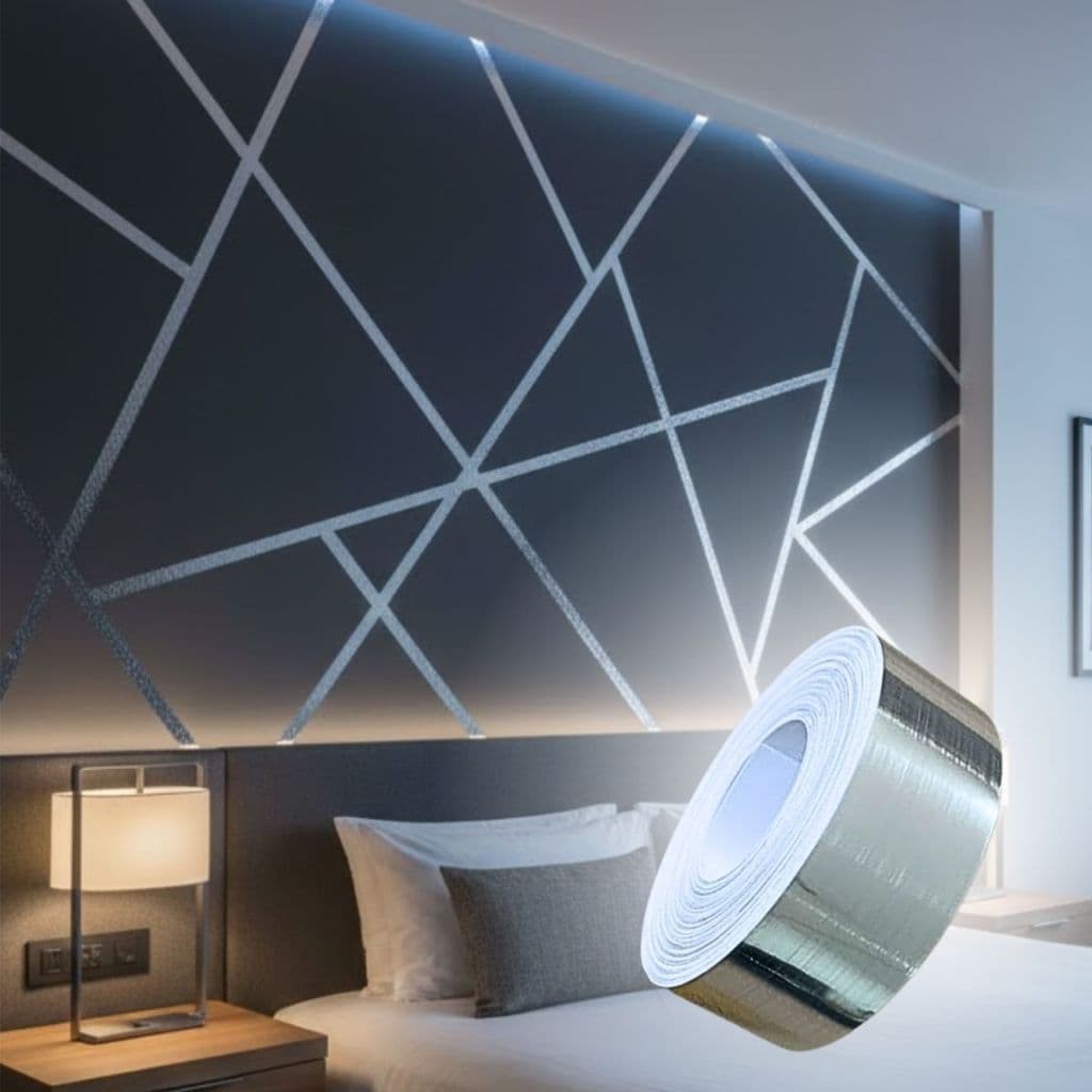 Fita Prata Adesiva 10M Lineares Vinílica Ideal P/ Parede Decoração Festas Pisos Item Removível Efeito Metálico 2CM