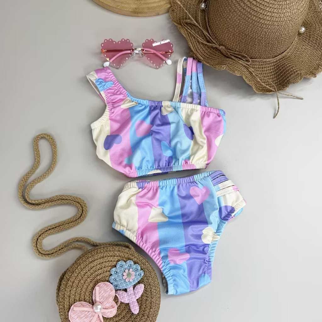 biquíni infantil estampado coração forrado tamanho 2 AO 16