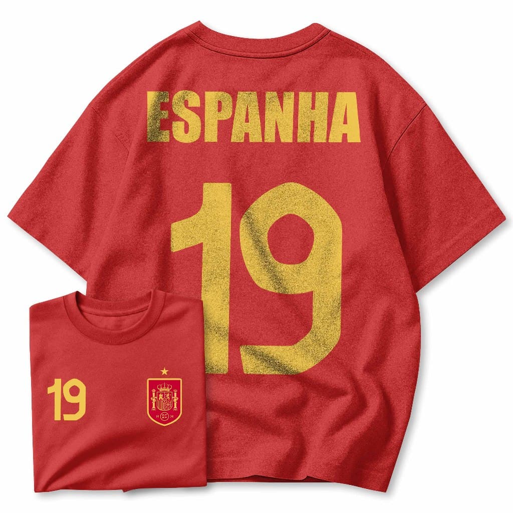Camiseta Streetwear Branca Estilo Futebol Europeu com Estampa Numérica 19