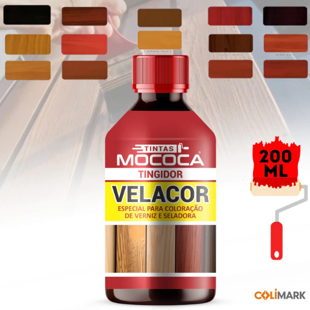 Velacor Tingidor Concentrado 200ml Original Mococa – Corante Profissional para Verniz e Seladora