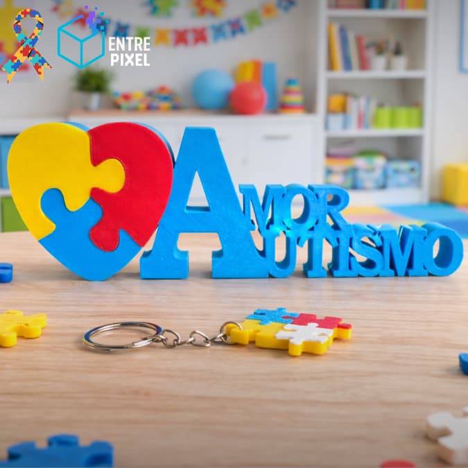 Enfeite de Mesa Autismo TEA Decoração Consultório Psicologia e Psicopedagogia + Chaveiro