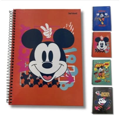 Caderno Pequeno Espiral 1/4 CD 80 Fls Mickey Mouse Starschool Anotações Escolas Escritorios