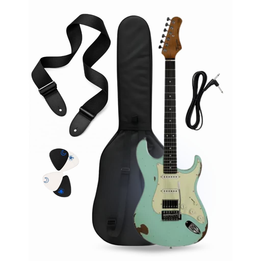 Guitarra Strato Tagima Relicado Tga-580 Surf Green Verde 6c Orientação Da Mão Destro