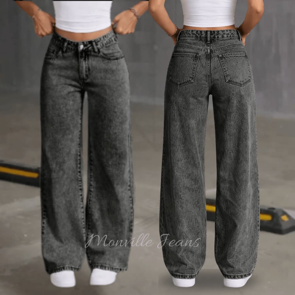 Wide Leg Marmorizada Preta Calça Feminina 100% Cintura Alta Empina Bumbum Confortável