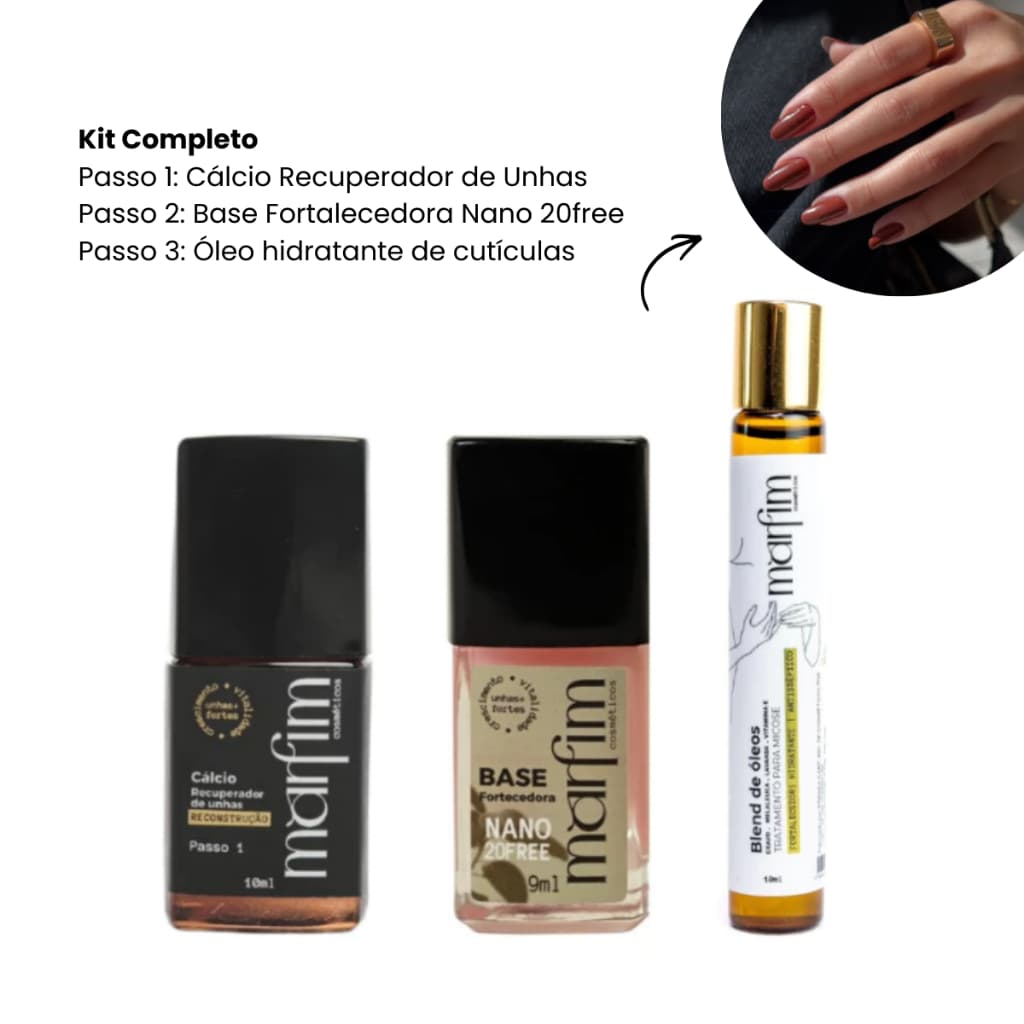 KIT Ritual Marfim (Cálcio + Base Fortalecedora Nano + Óleo Hidratante de Cutículas)