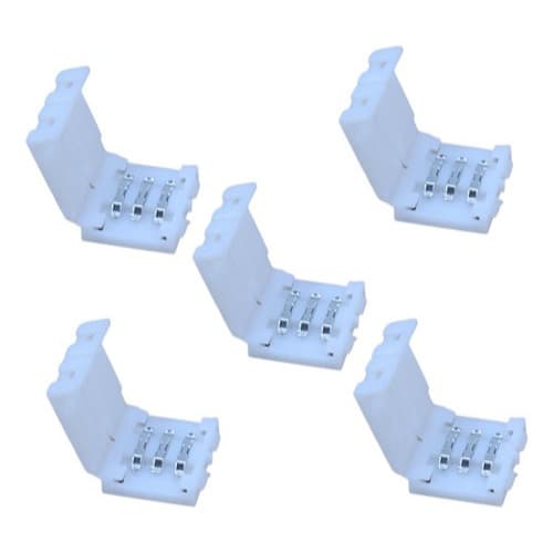 Kit 5 Conector 3 Vias 10mm Ip20 Emenda Rápida Fita de Led
