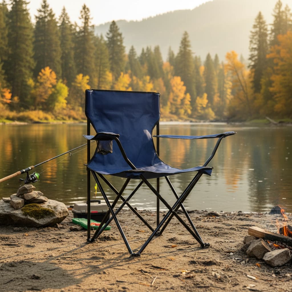 Cadeira De Pesca Acampamento Ar Livre Dobrável Bolsa Camping Azul Portátil C/ Porta Copos