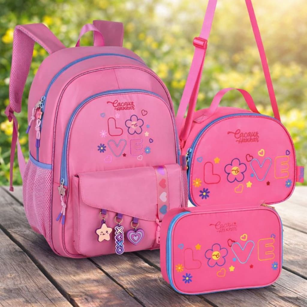 Kit Mochila Lancheira e Estojo Cacau Haxkar YouTube Infantil Oficial