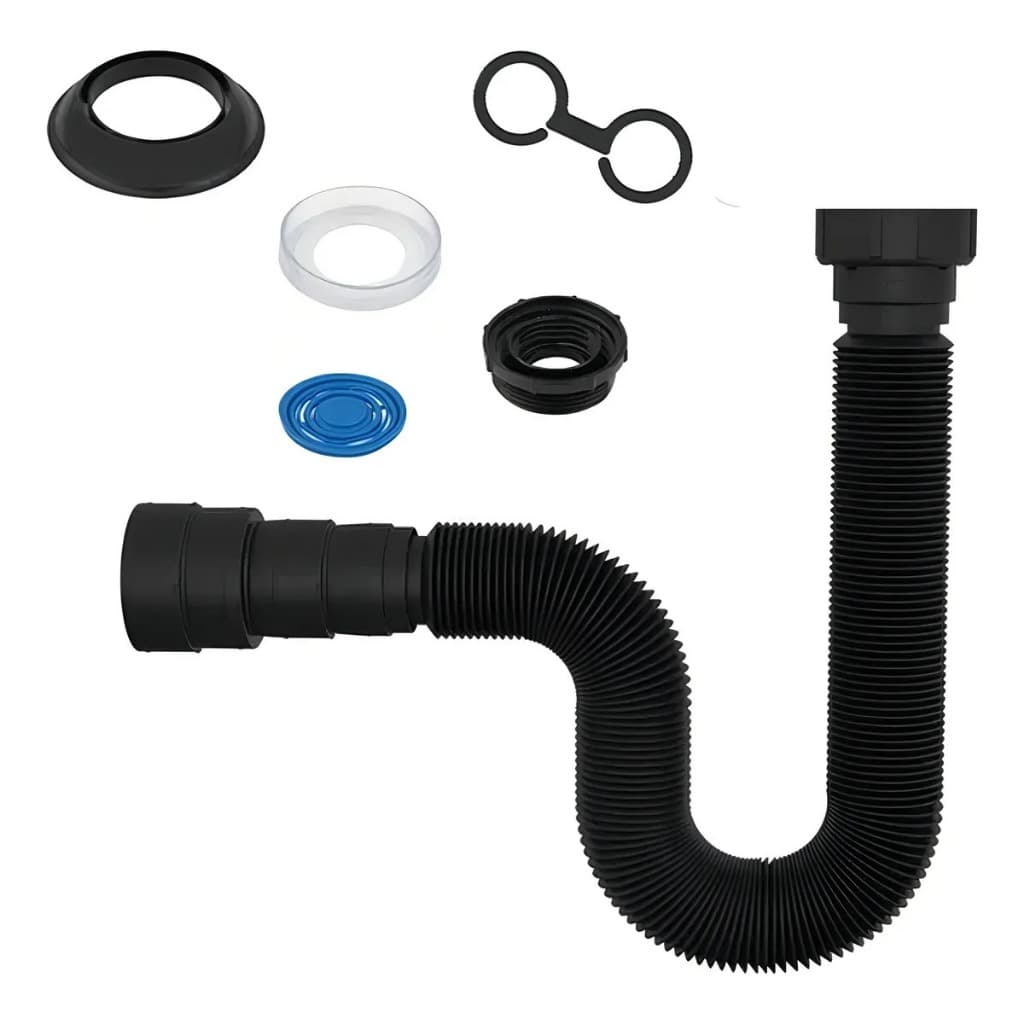 Blukit Sifão Universal Sanfonado 1,10m Preto C/ Canopla Blukit 030141