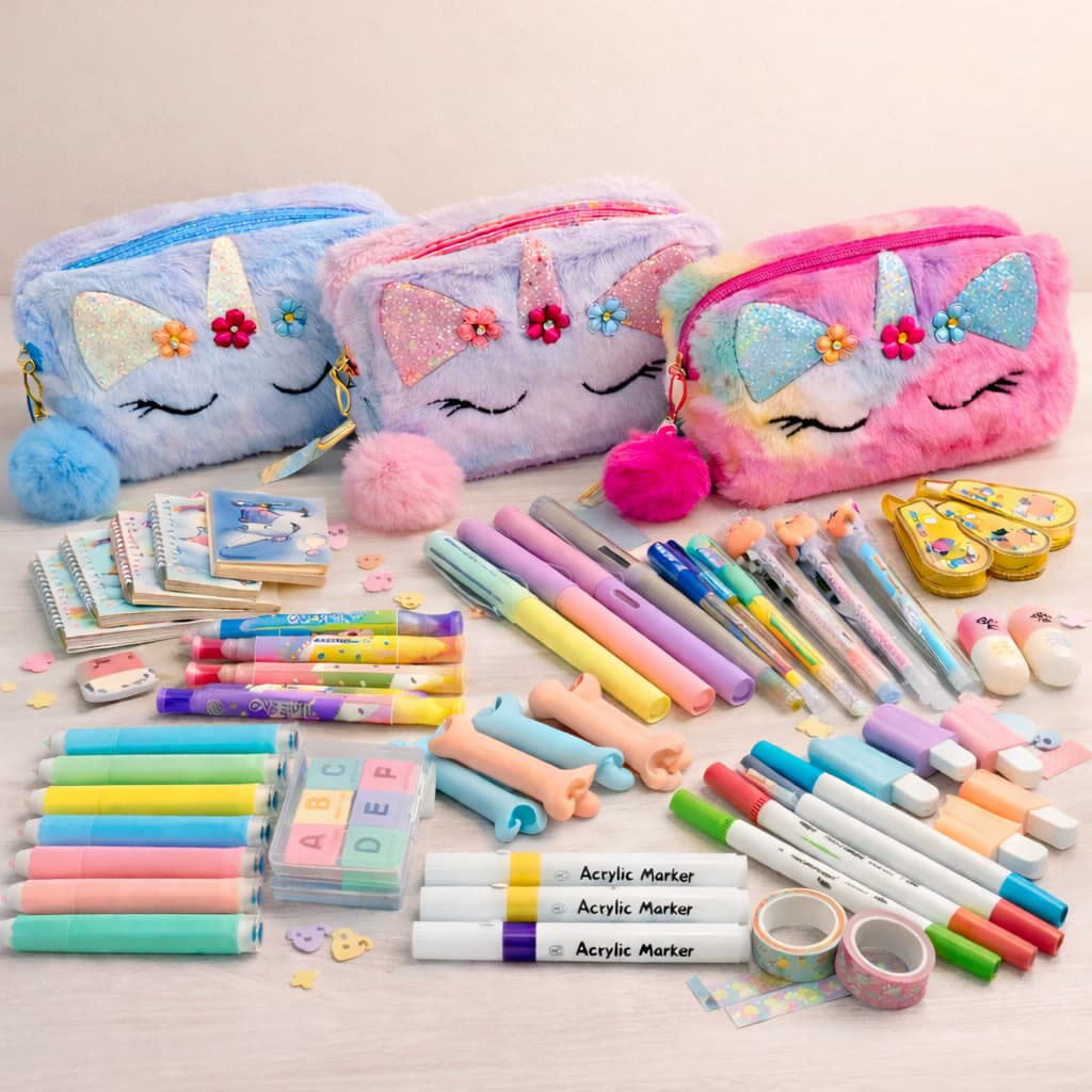 Kit Papelaria Kawaii Surpresa 15 Itens Fofos Presente Criativo