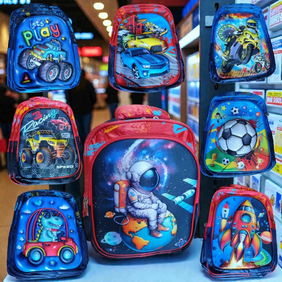 Mochila Infantil Escolar Costas Masculina Menino Luxo Varias Estampas 3D Impermeável