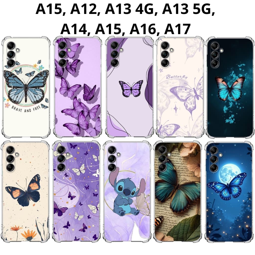 A17, A15, A12, A13 4G, A13 5G, A14, A15, A16 Capa Borboletas: Capinha Case TPU Nature