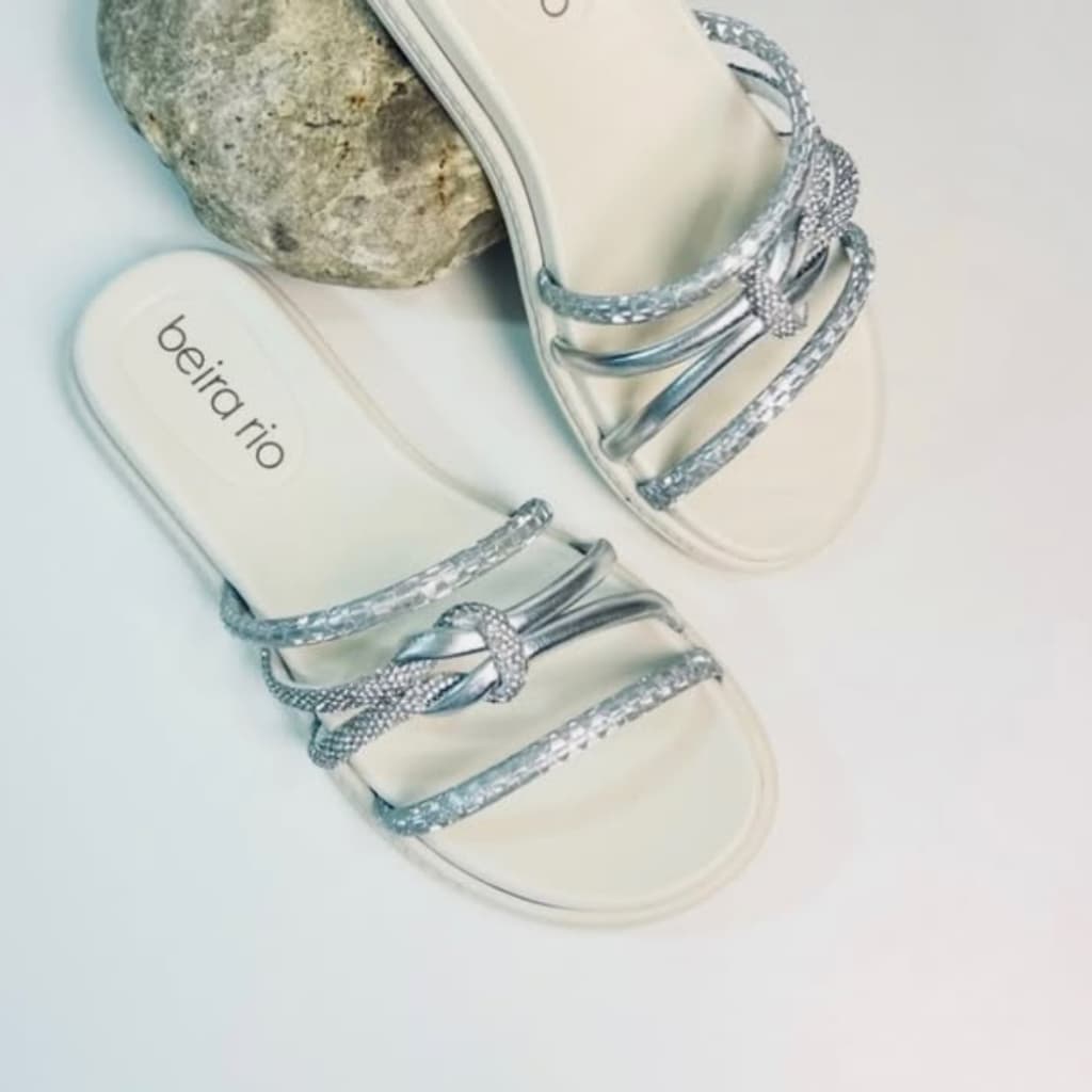 Papete Feminino Sandalia Holografica Cristal Beira Rio Original Promoção Lançamento