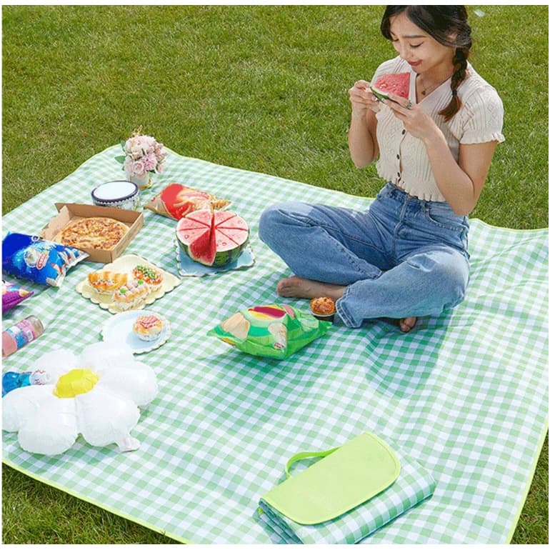 Tapete Piquenique Dobrável 200*200cm Impermeável À Prova De Umidade para Praia, Camping, Grama