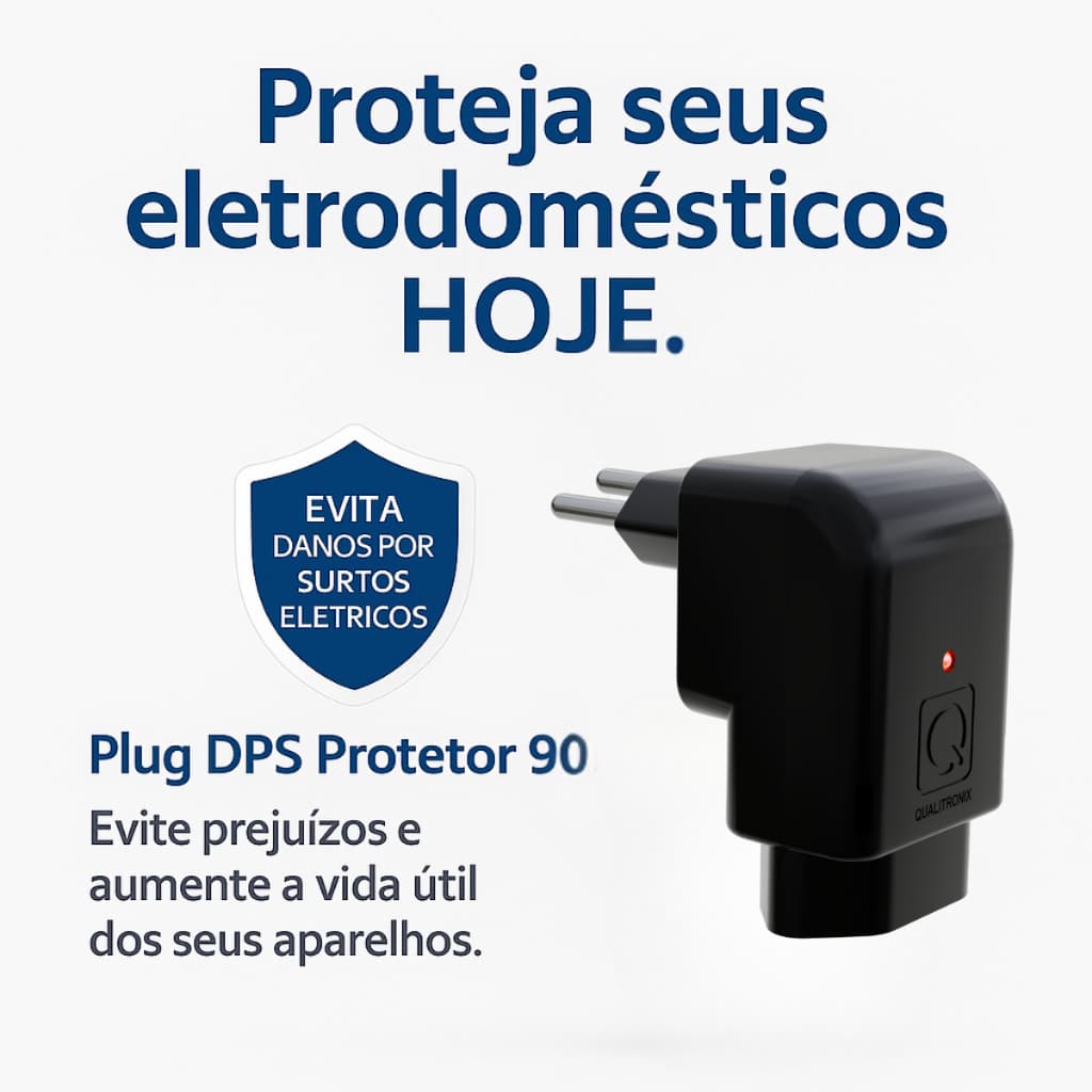 Protetor De Tomada Contra Surtos E Raios DPS 3 Pinos 10A Qualitronix Bivolt Proteção Eletrônicos