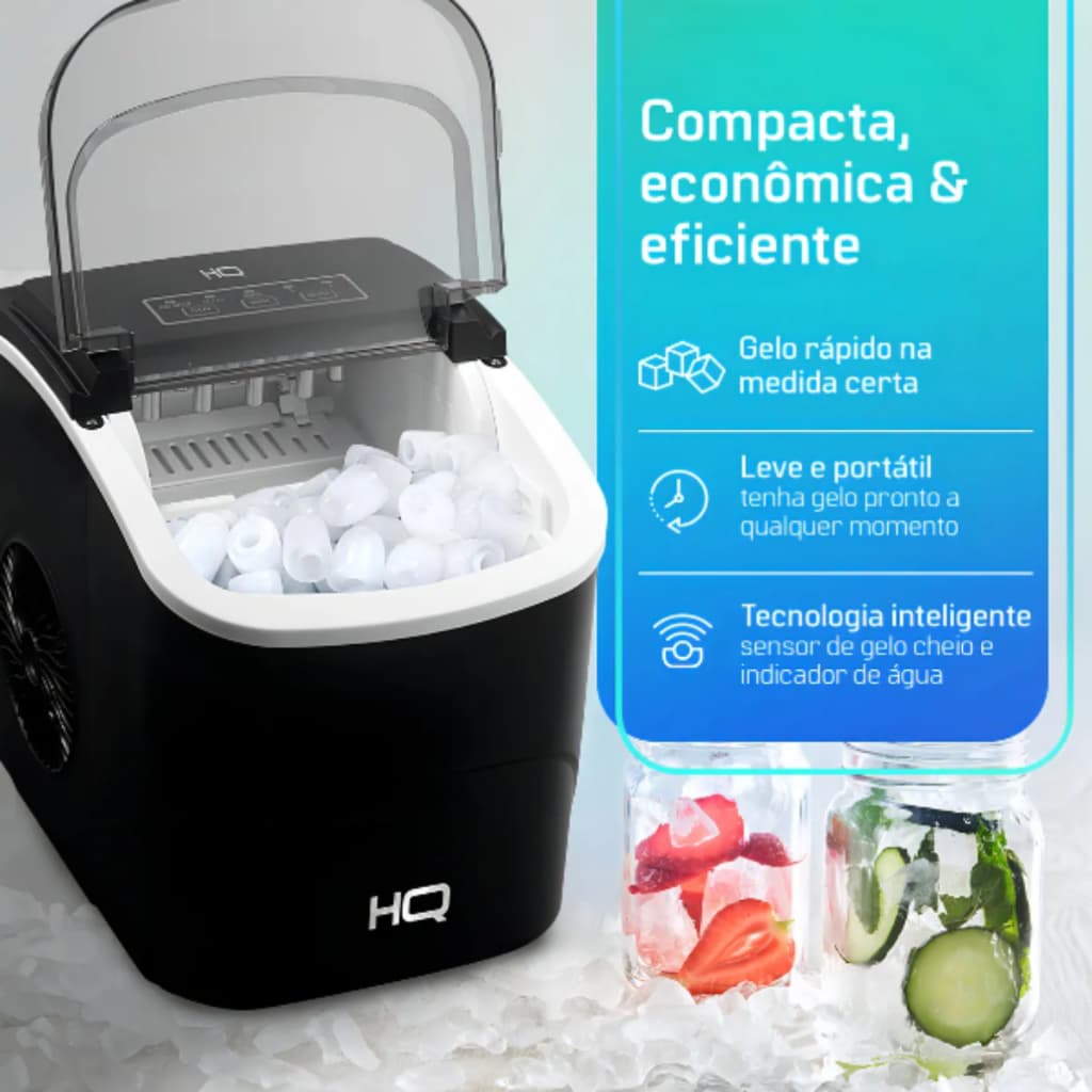 Máquina de Gelo Turbo Ice Premium 12kg HQ-MG12KGDP2 – Rápida e Potente 127V