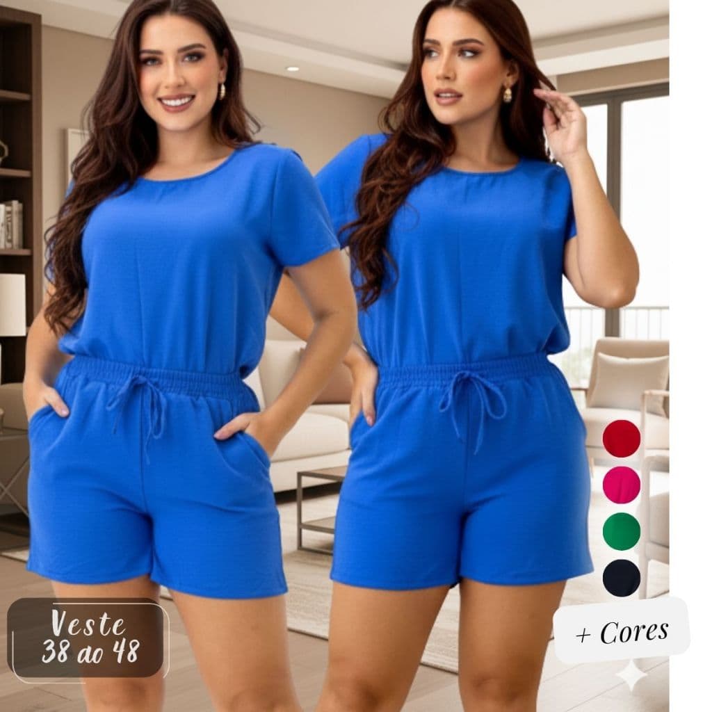 Conjunto Feminino Kit 2 Peças Blusa + Short Blogueira Mulher Verão Tecido PREMIUM