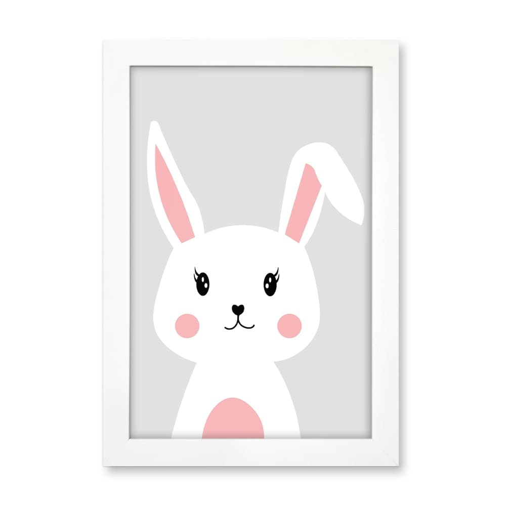 Quadro Coelho Coleção Safari Baby com Moldura e Acetato 20x30cm | Decoração Quarto Bebê e Infantil