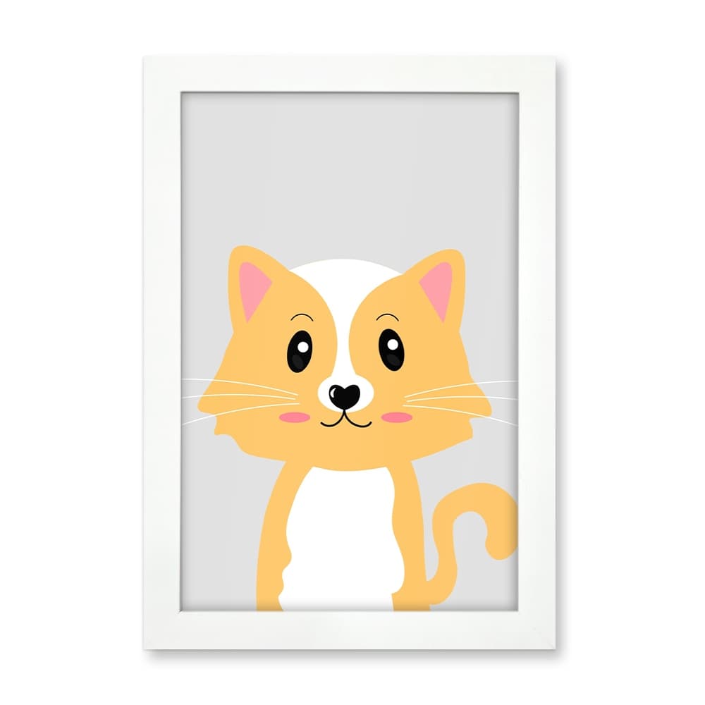 Quadro Gato Coleção Safari Baby com Moldura e Acetato 20x30cm | Decoração Quarto Bebê e Infantil