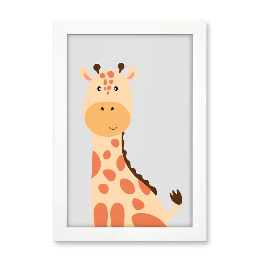 Quadro Girafa Coleção Safari Baby com Moldura e Acetato 20x30cm | Decoração Quarto Bebê e Infantil