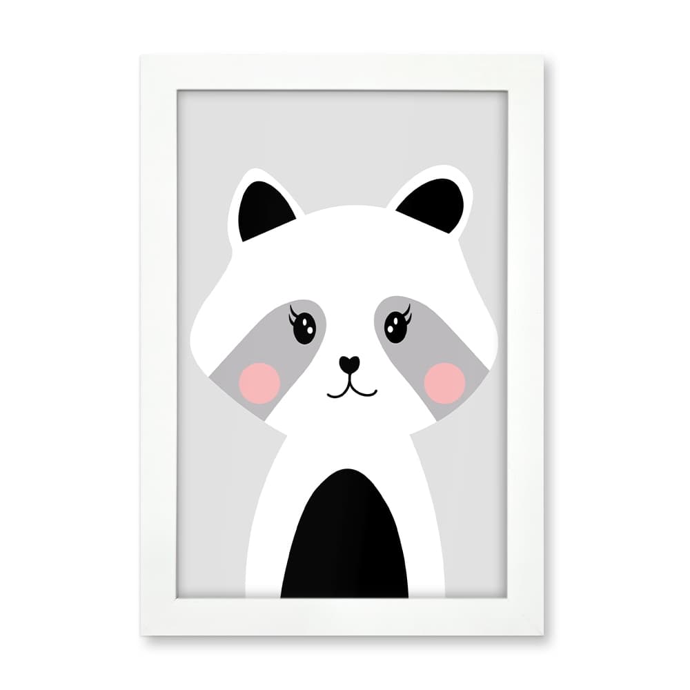 Quadro Guaxinim Coleção Safari Baby com Moldura e Acetato 20x30cm | Decoração Quarto Bebê e Infantil