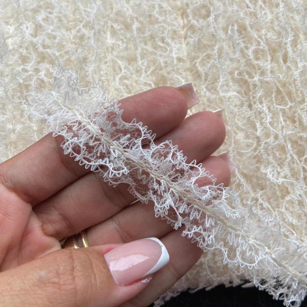 Renda Frufru 2 METROS, 20 milímetros, Aviamento para Artesanato e Costura Fita Renda Franzida Frufru