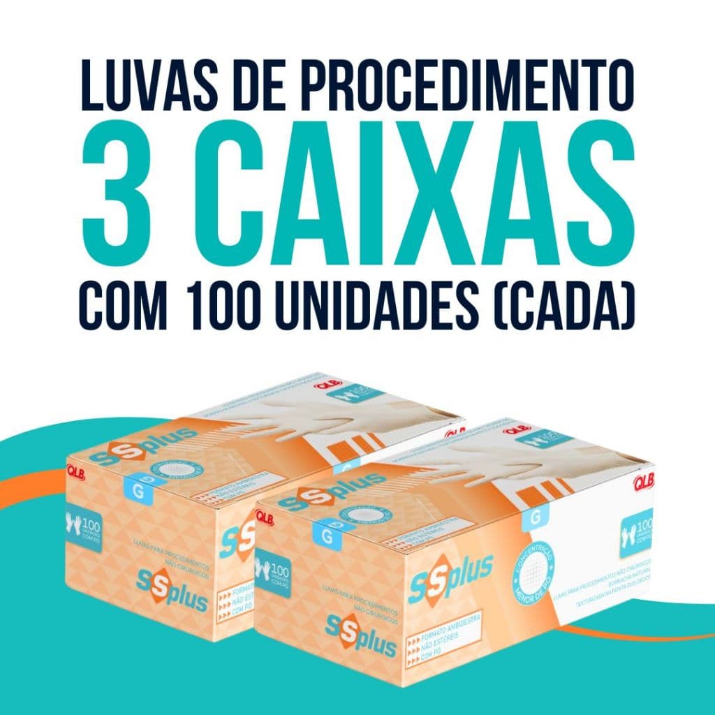 Luva de látex  Para Procedimento Não Cirúrgico SSPLUS com pó, c/ 100 Unidades