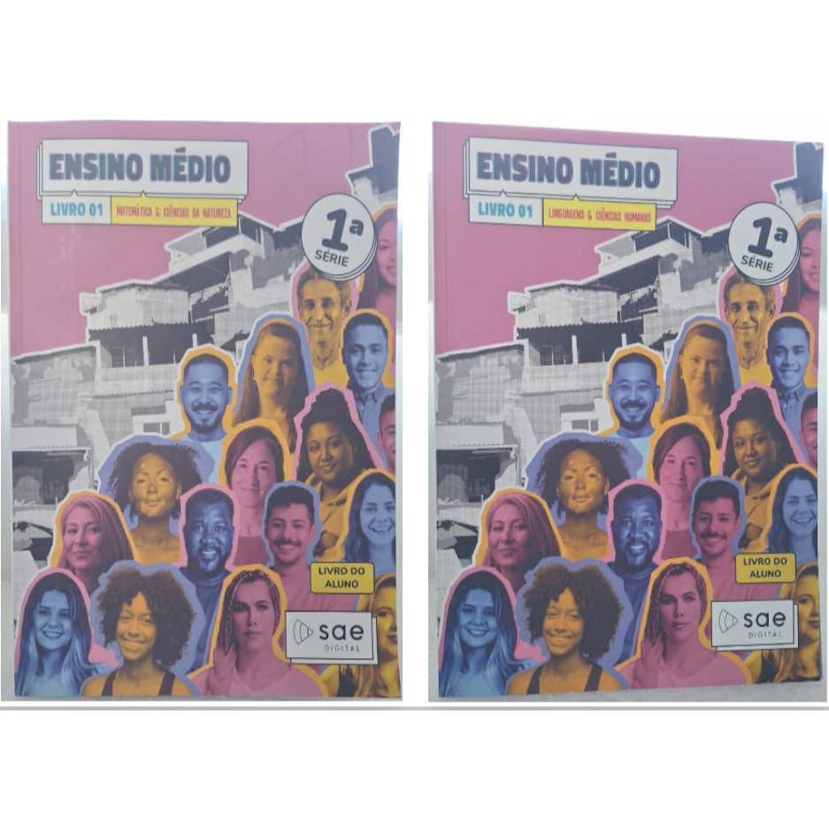 livro 01 Matemática E Ciência Da Natureza + linguagens e ciências humanas 1a serie kit/2 Livros, 4 matérias Ens Médi Sae