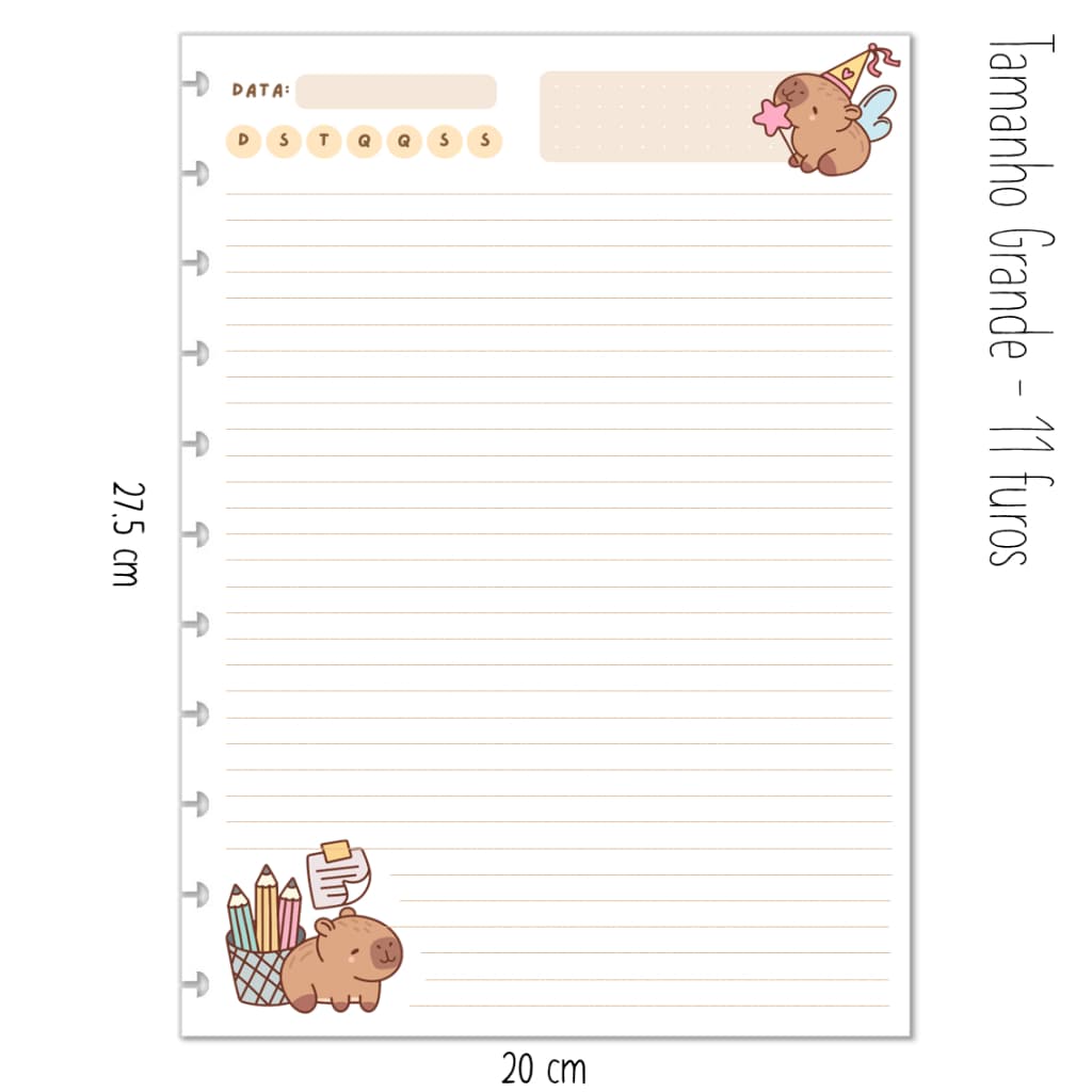 Refil Capivara Fofa para Caderno de Discos