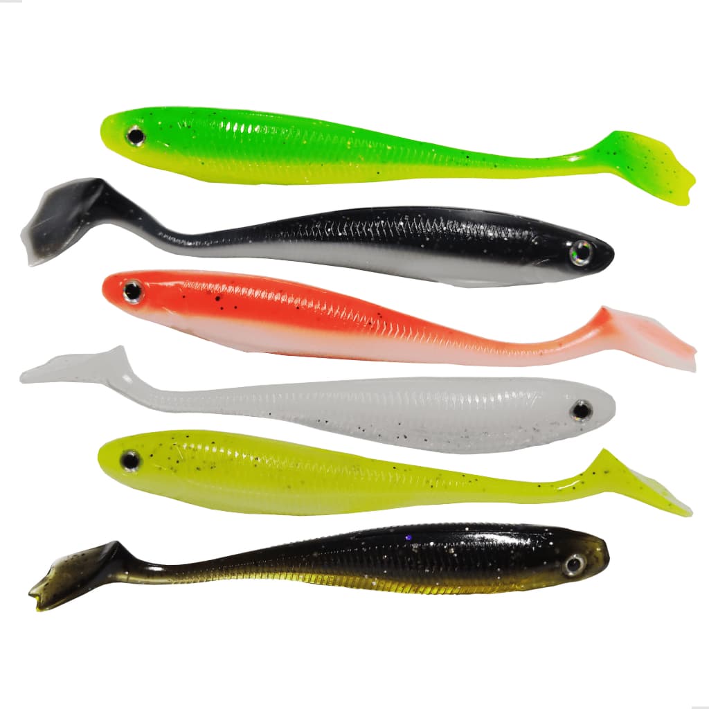 Kit Isca Artificial Soft Shad de Silicone 10cm 6g Para Traira Tucunaré Robalo