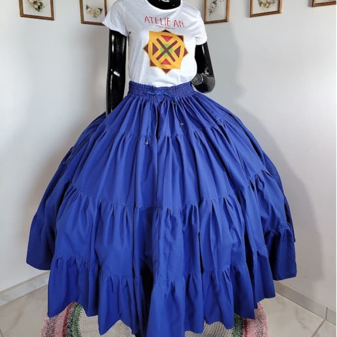 Saia Azul Royal de Santo BELA com 10 Metros de Roda   Candomblé / Umbanda