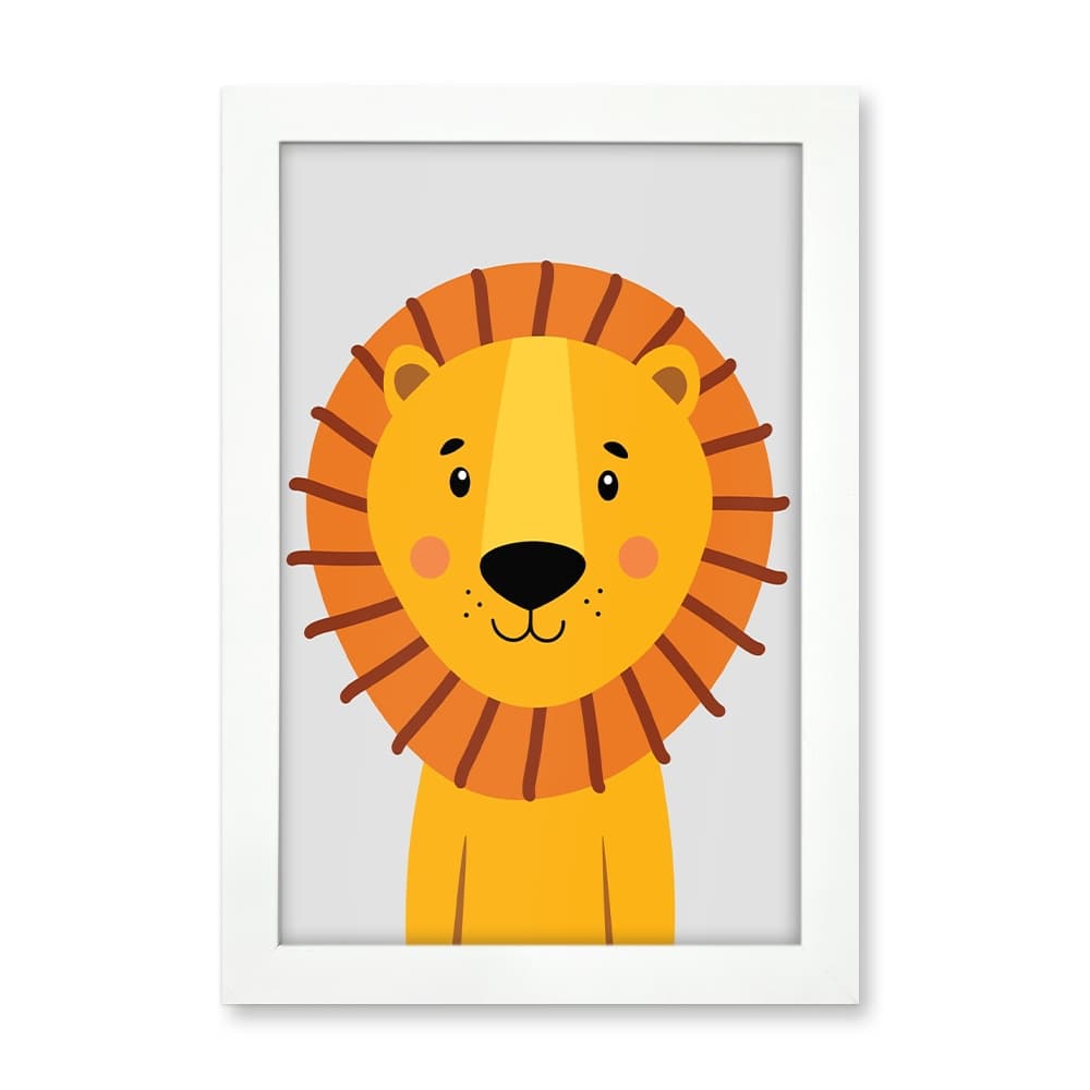 Quadro Leão Coleção Safari Baby com Moldura e Acetato 20x30cm | Decoração Quarto Bebê e Infantil