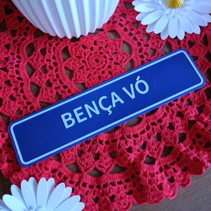 Placa decorativa  Bença Vó 20x5cm Plaquinha PLA com frases divertidas Escrita em Relevo Oração amor