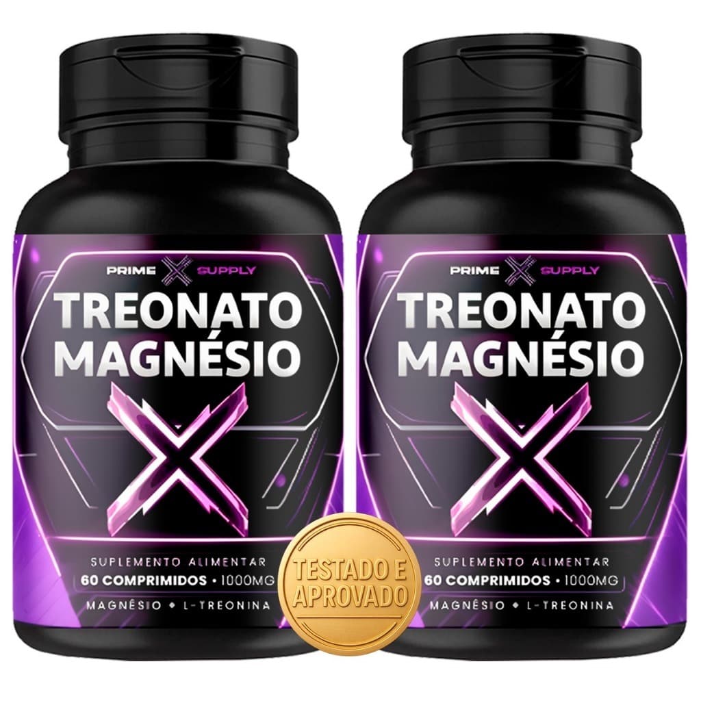 KIT 02 Magnésio L-Treonato Puro 120 Cápsulas Treonina Original 1000mg