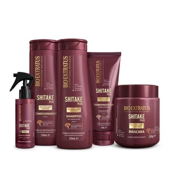 Bio Extratus Kit Shitake Plus com Finalizador Termoprotetor (SH+CD+MASC500+FIN200G+SPRAY)