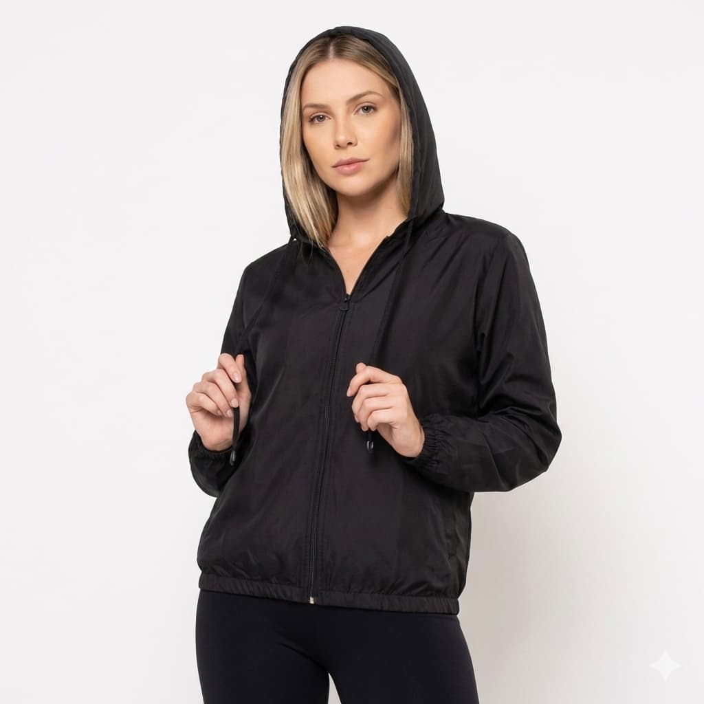 Jaqueta Corta Vento Feminina Premium Agasalho Impermeável com Capuz Forrado