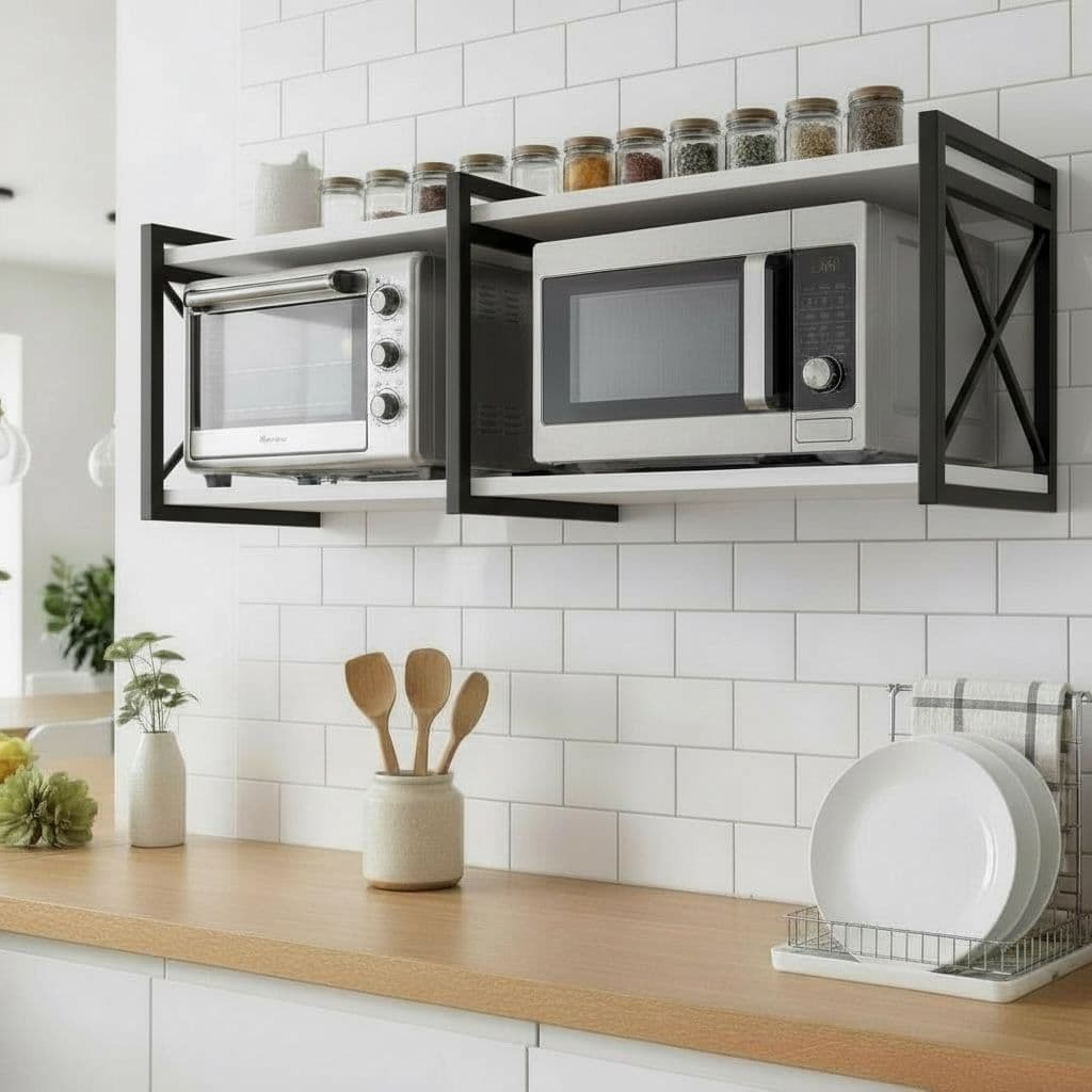 Nicho Suporte Duplo Microondas Forno Estilo Industrial Ferro 1,20