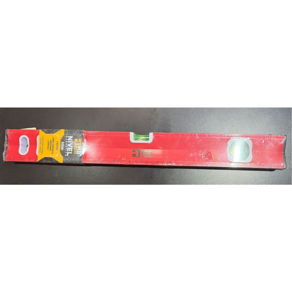 Nivel Bolha Aluminio - Prumo e Nivel com Imã - 50cm - 3 Bolhas - Vermelho